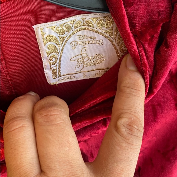Disney belle Princess burgundy Velvet Dress - Picture 2 of 16